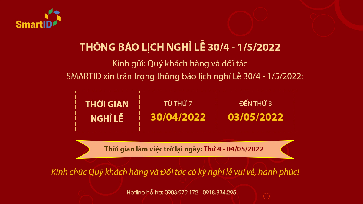 Thông báo lịch nghỉ lễ 30/4 - 1/5/2022